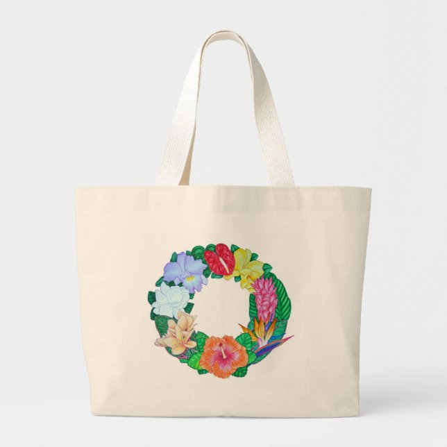 Tropical Wreath Large Tote Bag (Front)