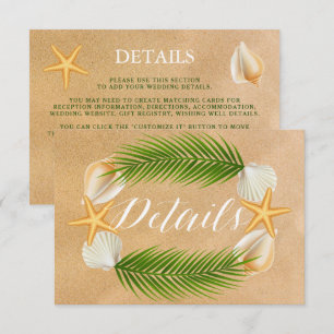 Tropical Wreath Sandy Beach Wedding Detail Enclosure Card