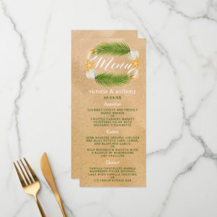 Tropical Wreath Sandy Beach Wedding Menu