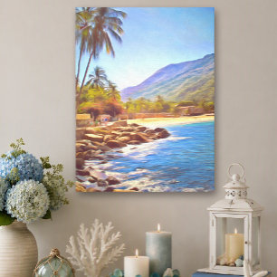 Tropical Yelapa Beach Mexico Palm Trees 761 Art Canvas Print