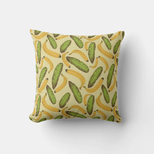 Tropical Yellow Banana Leaf Pattern Cushion