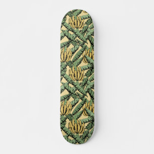 Tropical Yellow Bananas and Leaves Black Skateboard