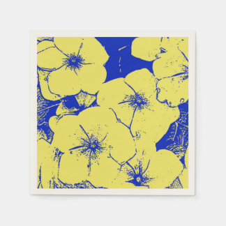 Tropical Yellow Blue Floral Napkin