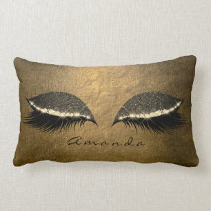 Tropical Yellow Foxier Gold Custom Glitter Makeup Lumbar Cushion