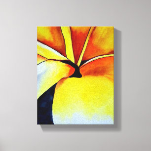 Tropical Yellow Frangipani flower original art Canvas Print