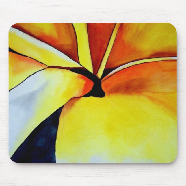Tropical Yellow Frangipani flower original art Mouse Pad (Front)
