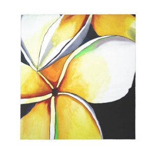 Tropical Yellow Frangipani flower original art Notepad