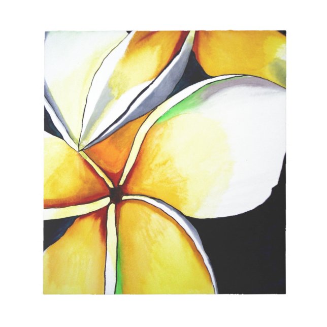 Tropical Yellow Frangipani flower original art Notepad (Front)