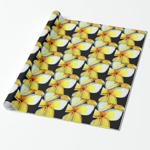 Tropical Yellow Frangipani flower original art Wrapping Paper