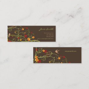 Tropical Yellow Hibiscus Floral Swirls Swallows Mini Business Card