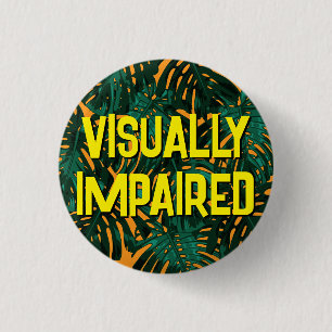 Tropical Yellow Jungle Leaves Visually Impaired 3 Cm Round Badge