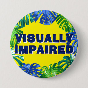 Tropical Yellow Jungle Leaves Visually Impaired 7.5 Cm Round Badge