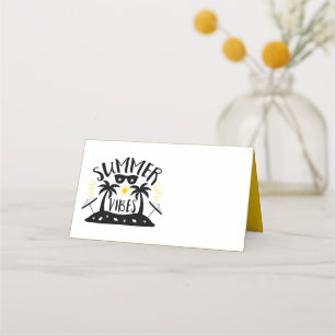 Tropical Yellow Palm Trees Wedding Bridal Shower Place Card
