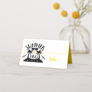 Tropical Yellow Palm Trees Wedding Bridal Shower Place Card