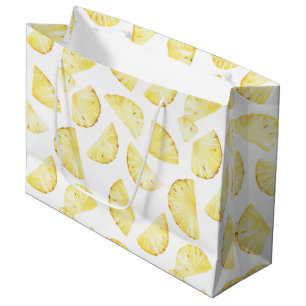 Tropical Yellow Pineapples Birthday Large Gift Bag