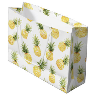 Tropical Yellow Pineapples Bridal Shower Large Gift Bag