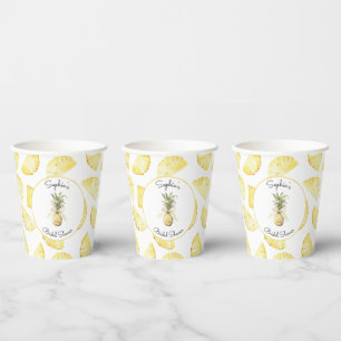 Tropical Yellow Pineapples Bridal Shower Paper Cups
