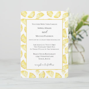 Tropical Yellow Pineapples Wedding   Invitation