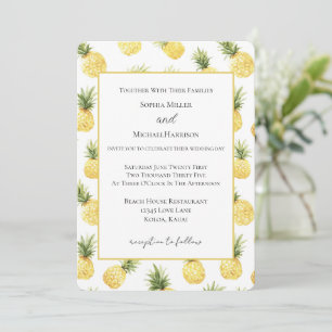 Tropical Yellow Pineapples Wedding   Invitation
