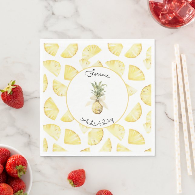Tropical Yellow Pineapples Wedding Napkin (Insitu)