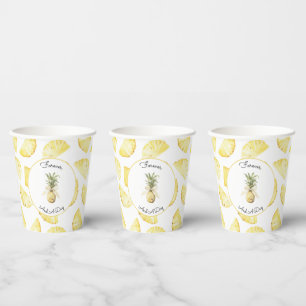 Tropical Yellow Pineapples Wedding Paper Cups