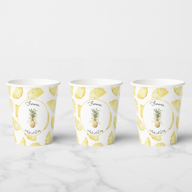 Tropical Yellow Pineapples Wedding Paper Cups (Multi)