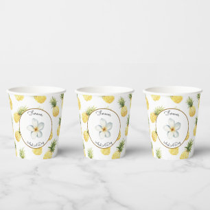 Tropical Yellow Pineapples Wedding Paper Cups