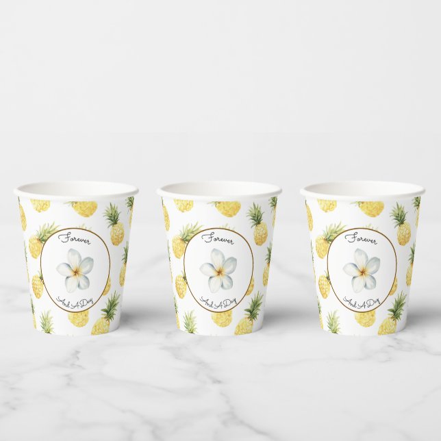 Tropical Yellow Pineapples Wedding Paper Cups (Multi)