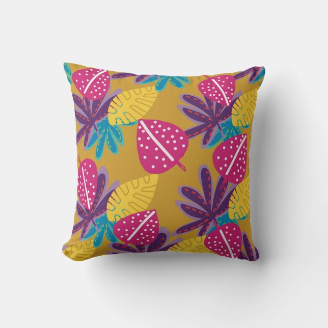 Tropical yellow throw pillow home decoration  (Front)