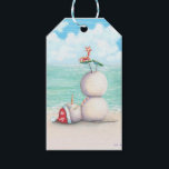 Tropical Yoga Snowman on the Beach Gift Tags<br><div class="desc">Fun gift tag for beach lovers. Tropical snowman having fun with yoga on the beach!</div>