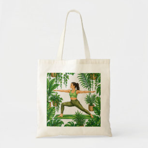 Tropical Yoga Warrior Pose Tote Bag