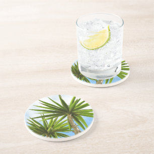 Tropical Yucca Palm Leaves Painting Effect Photo Coaster
