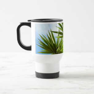 Tropical Yucca Palm Leaves Painting Effect Photo Travel Mug