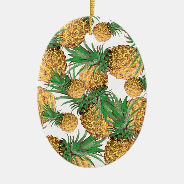Tropical Yummy Pineapple Pattern Ceramic Tree Decoration (Front)