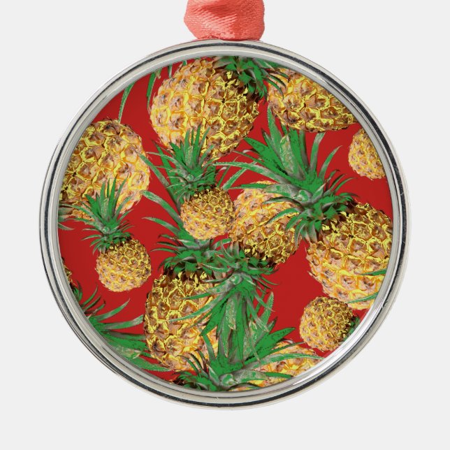 Tropical Yummy Pineapple Pattern Metal Tree Decoration (Front)