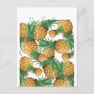 Tropical Yummy Pineapple Pattern Postcard