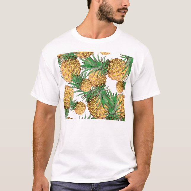 Tropical Yummy Pineapple Pattern T-Shirt (Front)