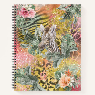 Tropical Zebra on Animal Print Notebook
