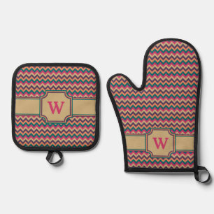 Tropical Zigzag Oven Mitt & Pot Holder Set
