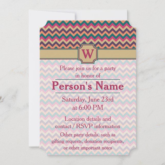 Tropical Zigzag Party Invitation (Front)