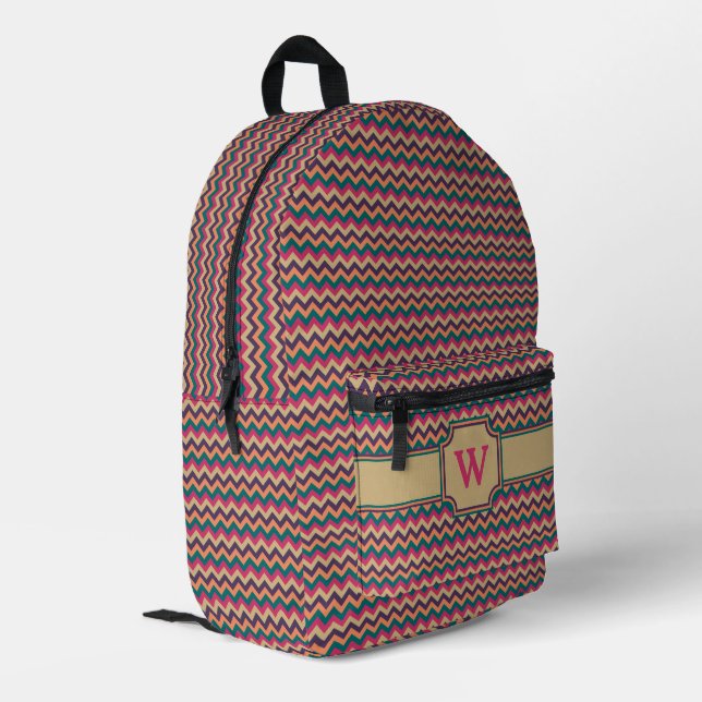 Tropical Zigzag Printed Backpack (Back Corner Left)
