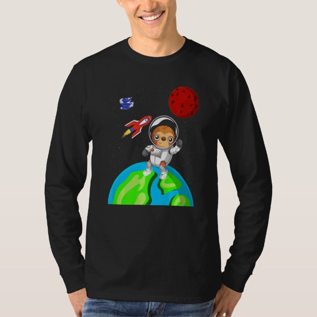Tropical Zoo Animal Outer Space Rocket Astronaut S T-Shirt (Front)