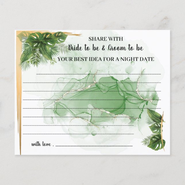 TropicalPalm Share a Date Night Bridal Shower Card (Front)