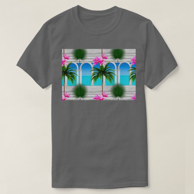 Tropicalseapalmleaf treeArcharchesarcadecolumnssta T-Shirt (Design Front)