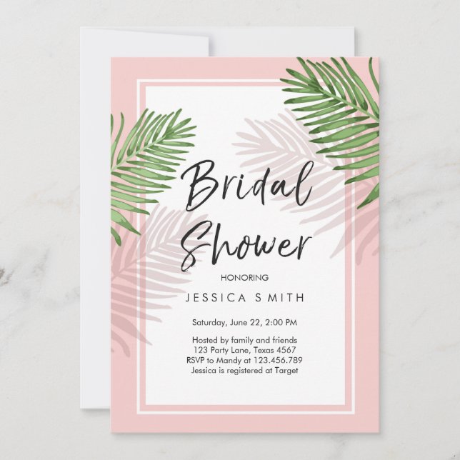 Tropics Bridal Shower Invitation Tropical Hawaii (Front)