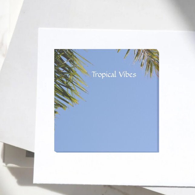 Tropics Palm Fronds Sky Blue Customisable Post-it Notes (Creator Uploaded)