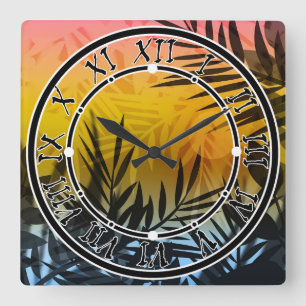 tropics, summer square wall clock