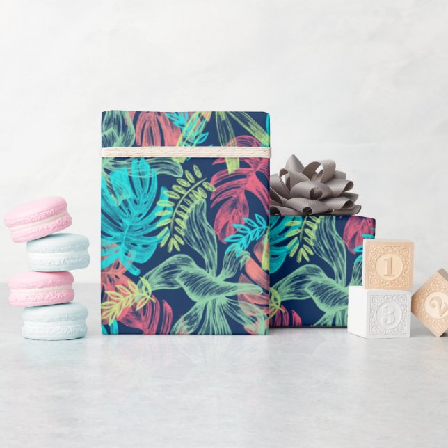 Tropische Monstera Laubblätter Wrapping Paper (Baby Shower)