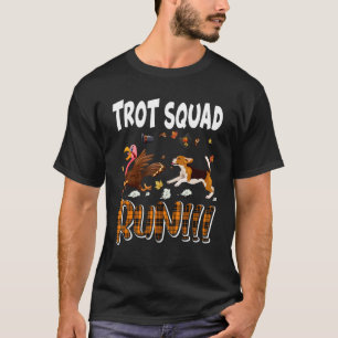 Trot Squad Running Orange Plaid Beagle With Turkey T-Shirt