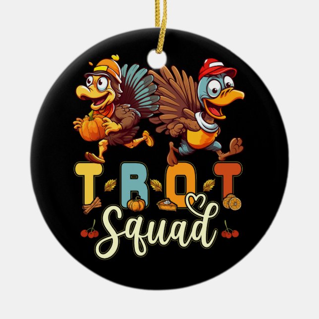 Trot Squad Thanksgiving Turkey Trot 5K Running Mar Ceramic Tree Decoration (Front)
